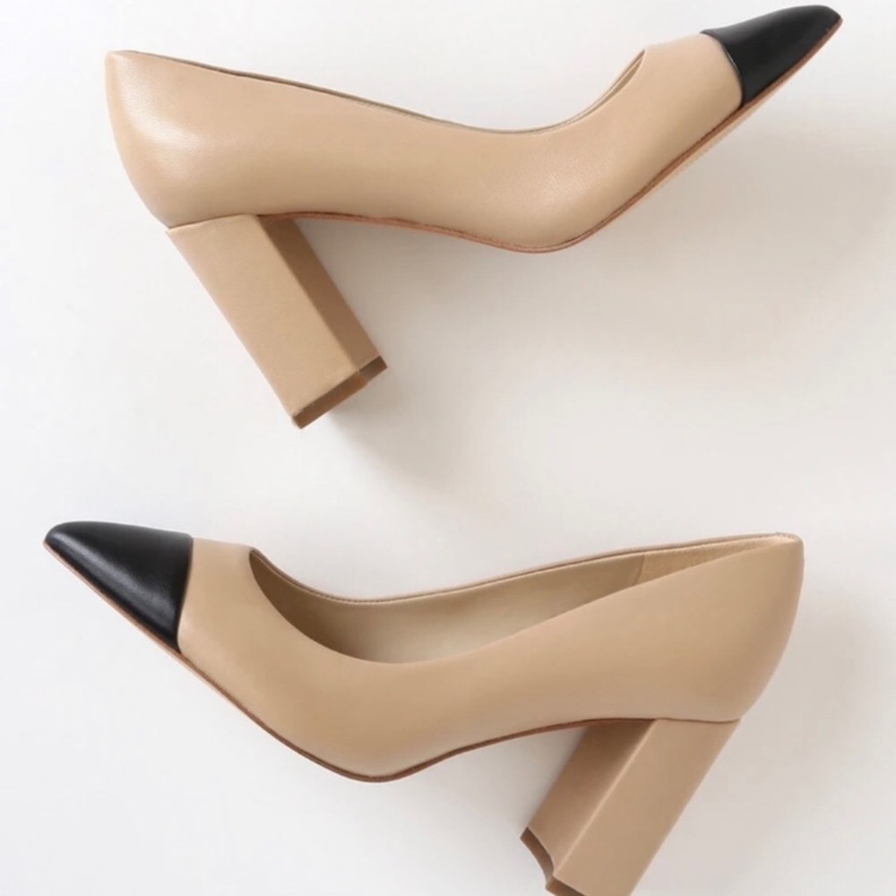 Marc Fisher Tan and Black Heels